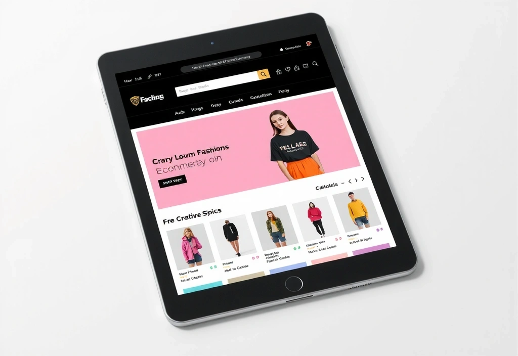 Creative e-commerce website design on a tablet
