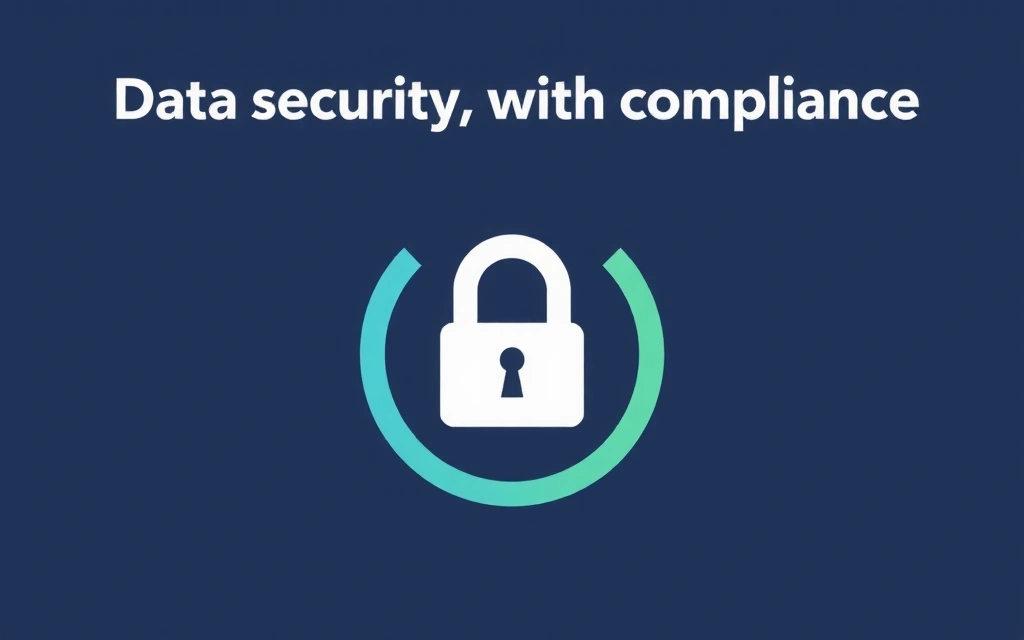 O imagine stilizată a unui sigiliu digital sau a unei pictograme de confidențialitate cu un lacăt, reprezentând securitatea datelor și conformitatea. Paleta de culori este albastru și verde, indicând încredere și siguranță.