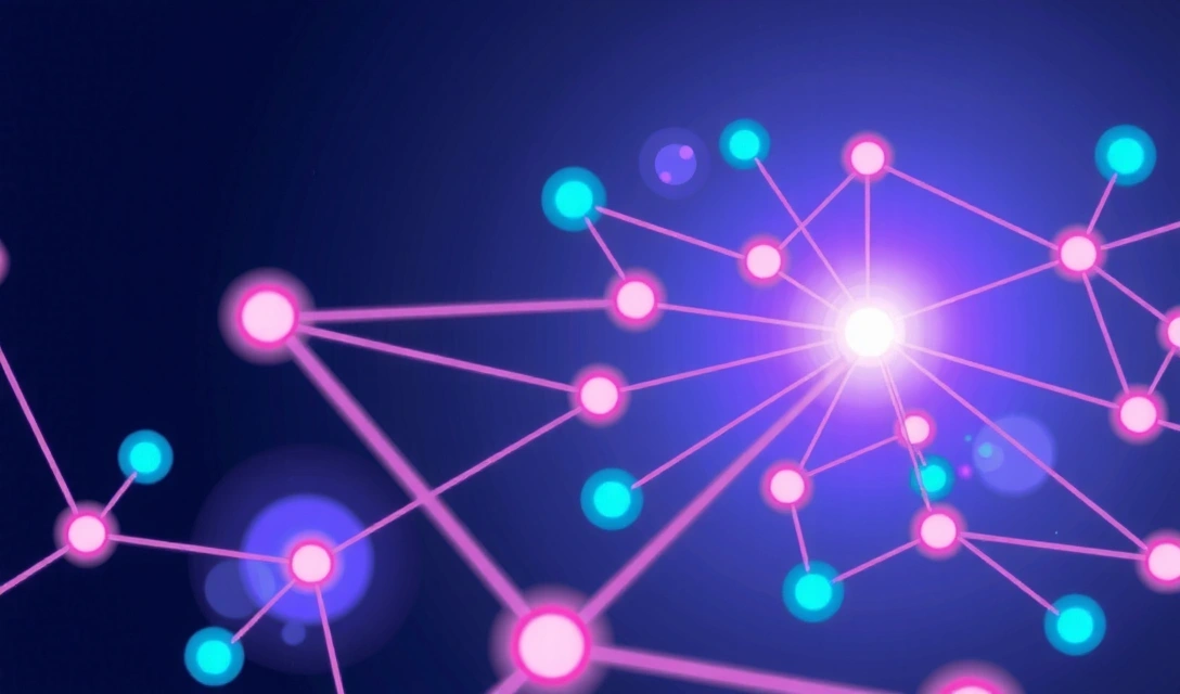 Abstract digital services illustration with interconnected lines and nodes