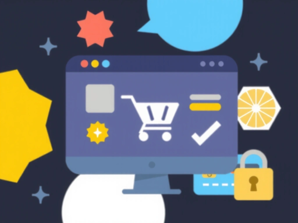 E-commerce website concept with shopping cart and secure online transaction
